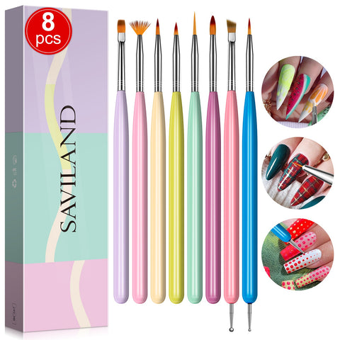 8pcs Nail Art Brush Set Size