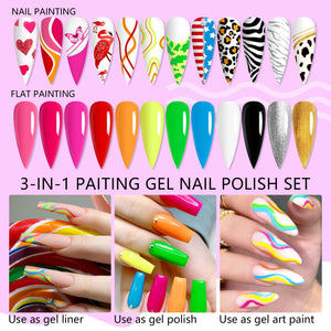 12 Colors Gel Paint Set | Gel Liner Nail Art Polish Set
