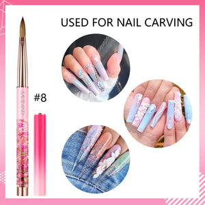 1pc Pink Acrylic Nail Brush Size 8/12/14