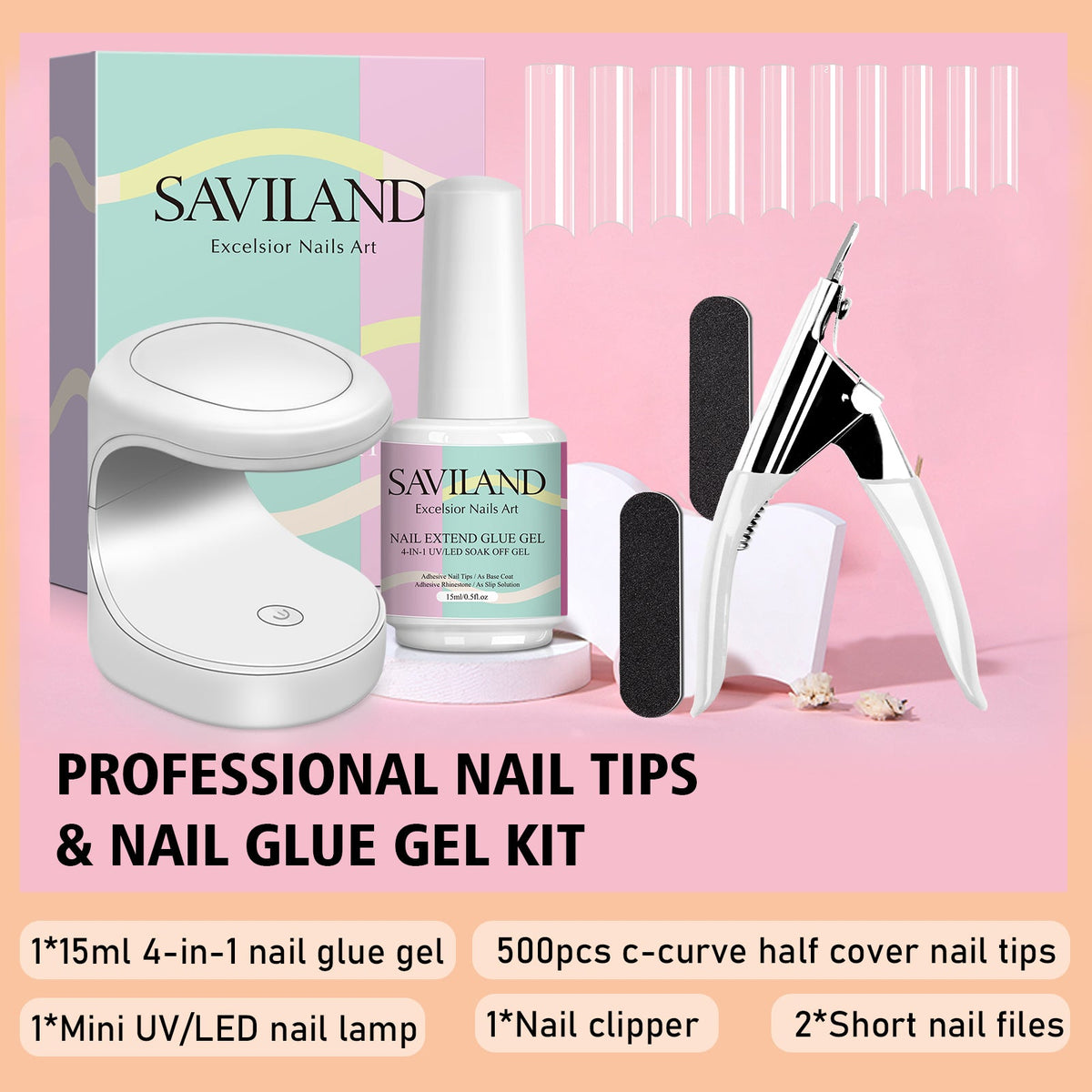Nail Tips and Glue Gel Kit Saviland Global