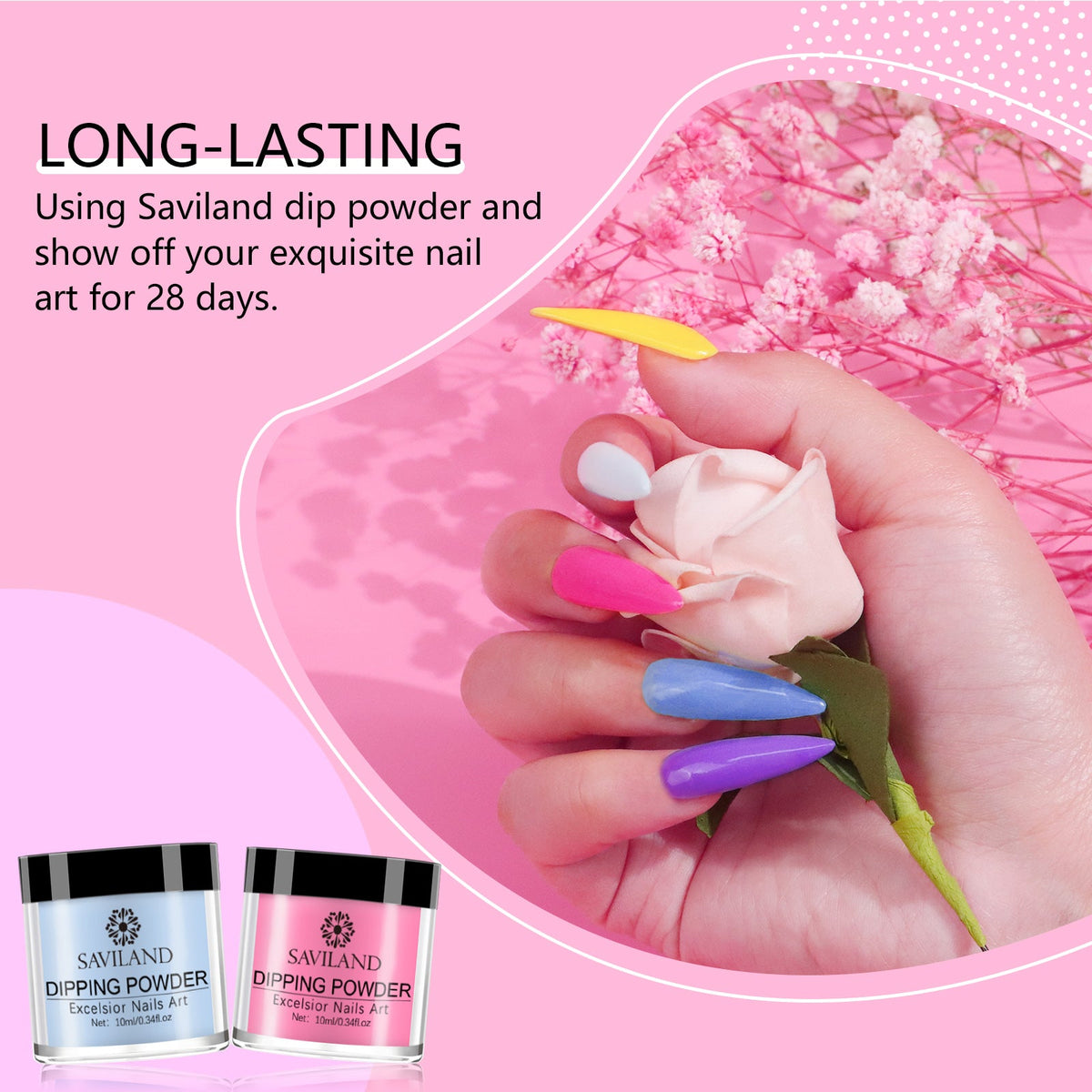 20 Colors Dip Powder Nail Kit Activator Base Top Coat Brush Saver