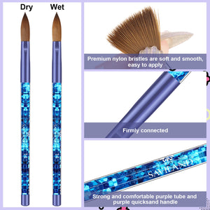 5pcs Purple Acrylic Nail Brush Set Szie 6/8/10/12/14