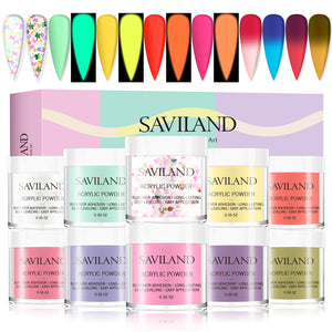 Saviland Acrylic Powder - Glow in The Dark Acrylic Powder 10 Colors NA