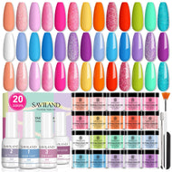 20 Colors Dip Powder Nail Kit - Activator Base Top Coat Brush Saver