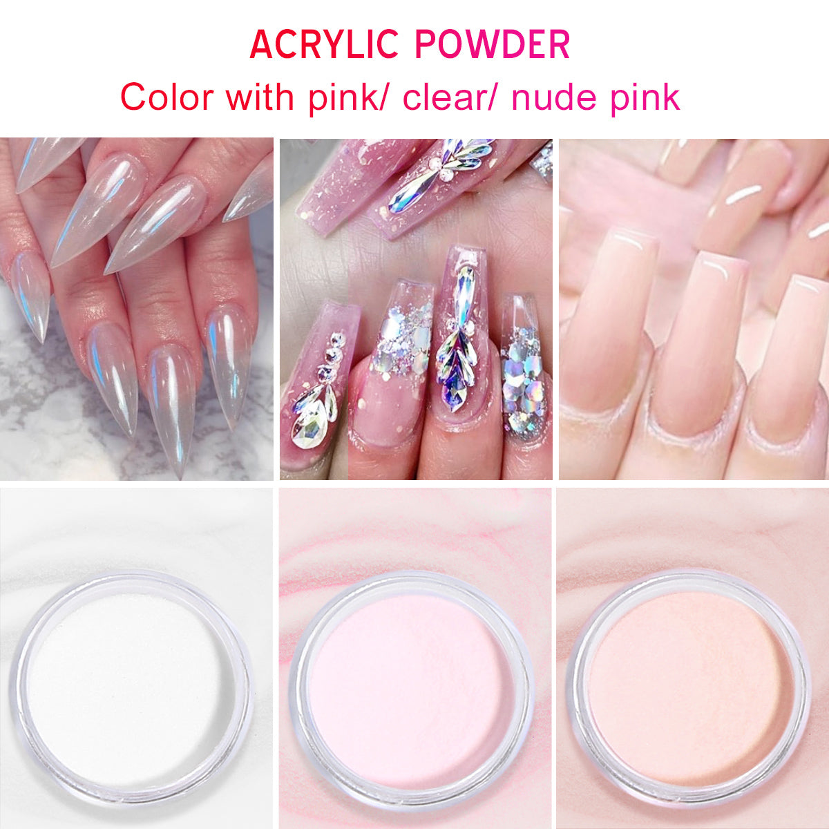 Powder Acrylic Acrylic Powder and Liquid Set-Clear Pink Nude Set – Saviland Global
