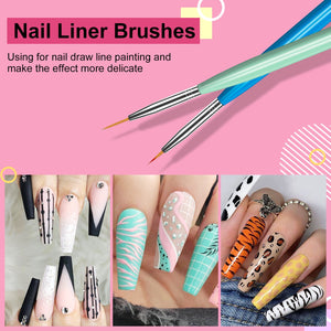 Saviland 6pcs Nail Art Brushes Set - Nail Art Design Brushes Gel Nail Paint  Brush Professional Manicure Tools Kit Nail Art Liner Brush for Nail Salon