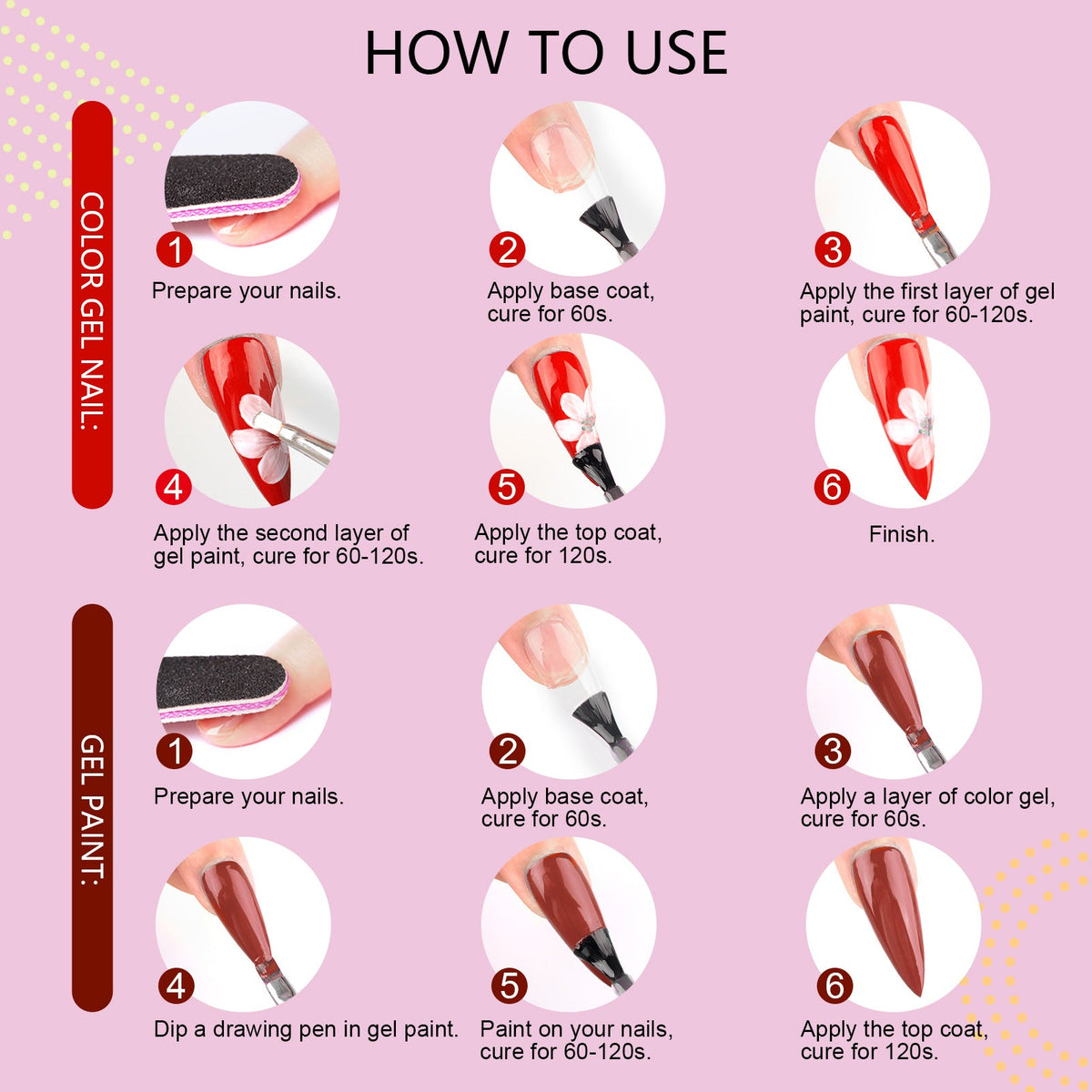 Gel Paint Nail Kit 36 Colors Gel Nail Polish Set with Base/Top Coat