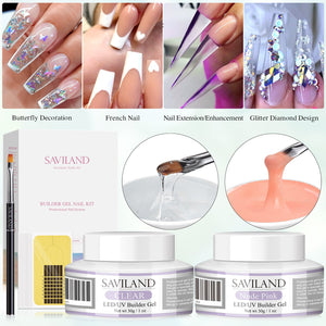 2pcs 30g Clear & Nude Builder Nail Gel Kit