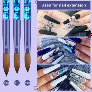 5pcs Purple Acrylic Nail Brush Set Szie 6/8/10/12/14