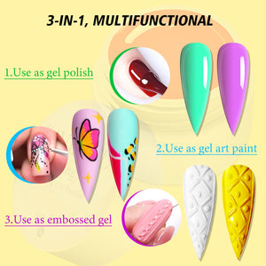 48 Colors Gel Paint Nail Kit - Gel Nail Polish Kit with 15pcs Nail Brush