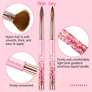 1pc Pink Acrylic Nail Brush Size 8/12/14