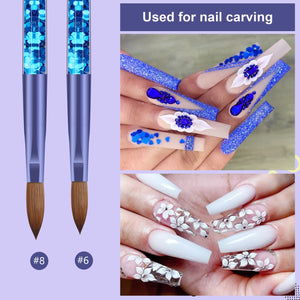 5pcs Purple Acrylic Nail Brush Set Szie 6/8/10/12/14