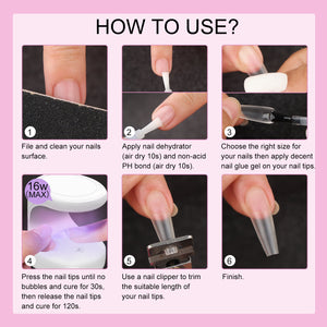 Nail Tips and 4-In-1 Nail Glue Gel Kit