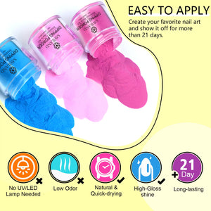 20 Colors Dip Powder Nail Kit - Activator Base Top Coat Brush Saver