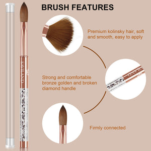 1pcs Bronze Gold Acrylic Nail Brush Size 8/10/12