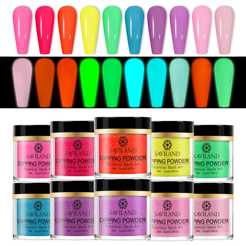 10 Color Dip Powder Set-Glow in the Dark
