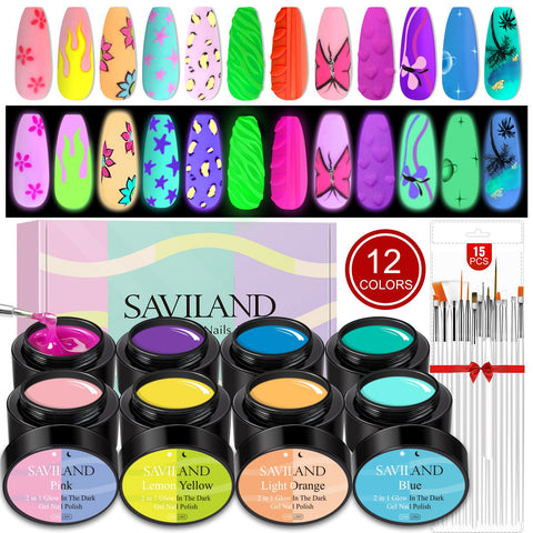 2-In-1 Glow in The Dark Gel Paint Set 12 Colors