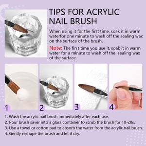 3PCS Acrylic Nail Brush Set Size 6/8/12