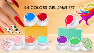 48 Colors Gel Paint Nail Kit - Gel Nail Polish Kit with 15pcs Nail Brush